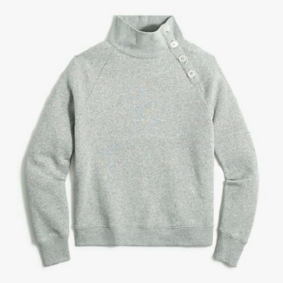 J. Crew Factory Tops - J.Crew wide collar, pullover sweatshirt with button detail in cloudspun fleece